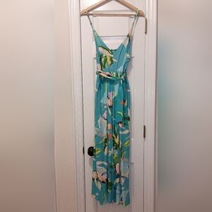 Boston Proper Tropical Floral front slit Cropped Jumpsuit 8